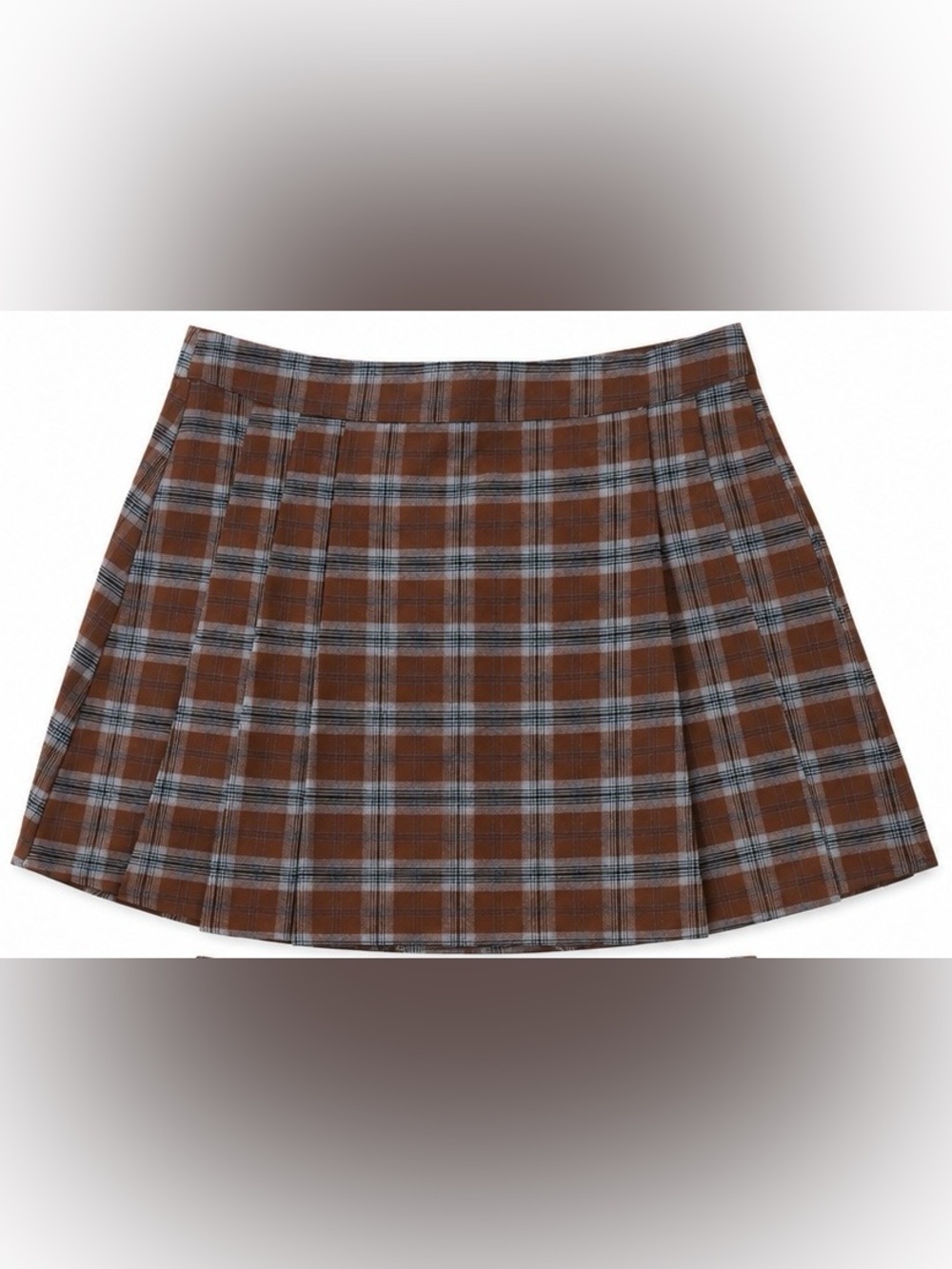 Uncharted Threads Brown Plaid A-Line Mini Skirt Size M NWT